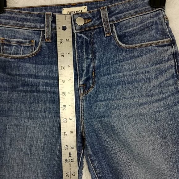 Lagence Womens Jeans Kaia Classic Straight Leg Blue Distressed Stone Wash 25 New - Picture 4 of 9